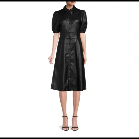 T Tahari Button-Down Midi Dress, 12 / Black